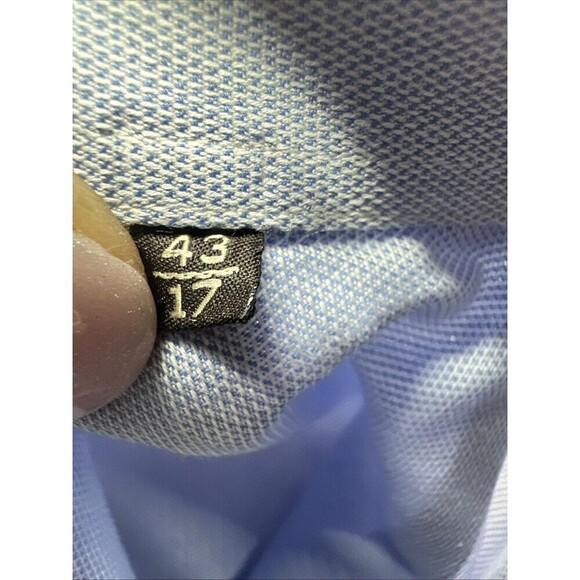 Canali Dress Shirt Long Sleeve Button Up Cotton Made In Italy Mens 43-17 Blue - Picture 5 of 11